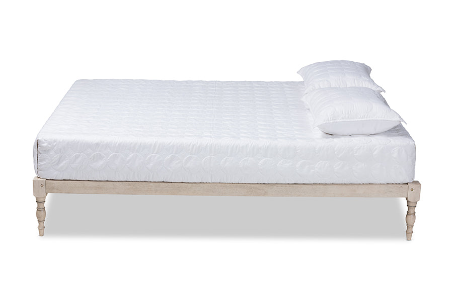 Baxton Studio Iseline Modern and Contemporary Antique White Finished Wood Queen Size Platform Bed Frame | Beds | Modishstore - 4