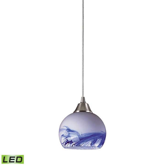 Mela 1-Light Mini Pendant in Satin Nickel with Hand-blown Mountain Glass - Includes LED Bulb | Pendant Lamps | Modishstore