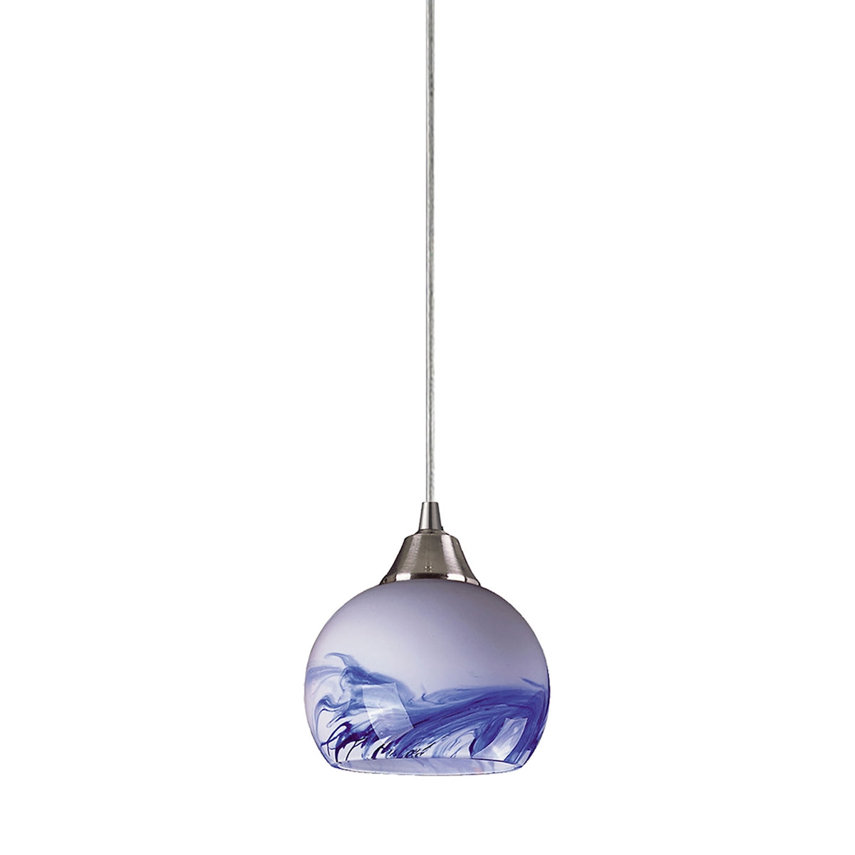 Mela 1-Light Mini Pendant in Satin Nickel with Hand-blown Mountain Glass ELK Lighting | Pendant Lamps | Modishstore