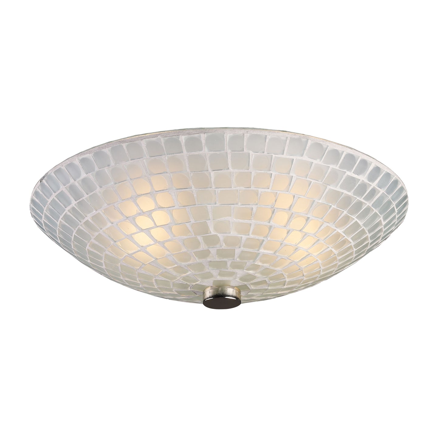 Fusion 2-Light Semi Flush in Satin Nickel with White Mosaic Glass ELK Lighting | Ceiling Lamps | Modishstore