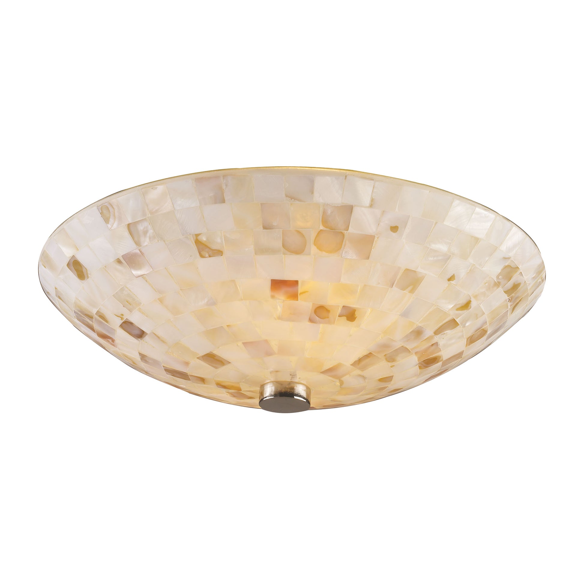 Capri 2-Light Semi Flush in Satin Nickel with Capiz Shell Glass ELK Lighting | Ceiling Lamps | Modishstore