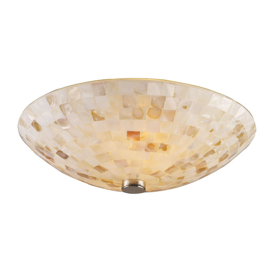Capri 2-Light Semi Flush in Satin Nickel with Capiz Shell Glass ELK Lighting | Ceiling Lamps | Modishstore