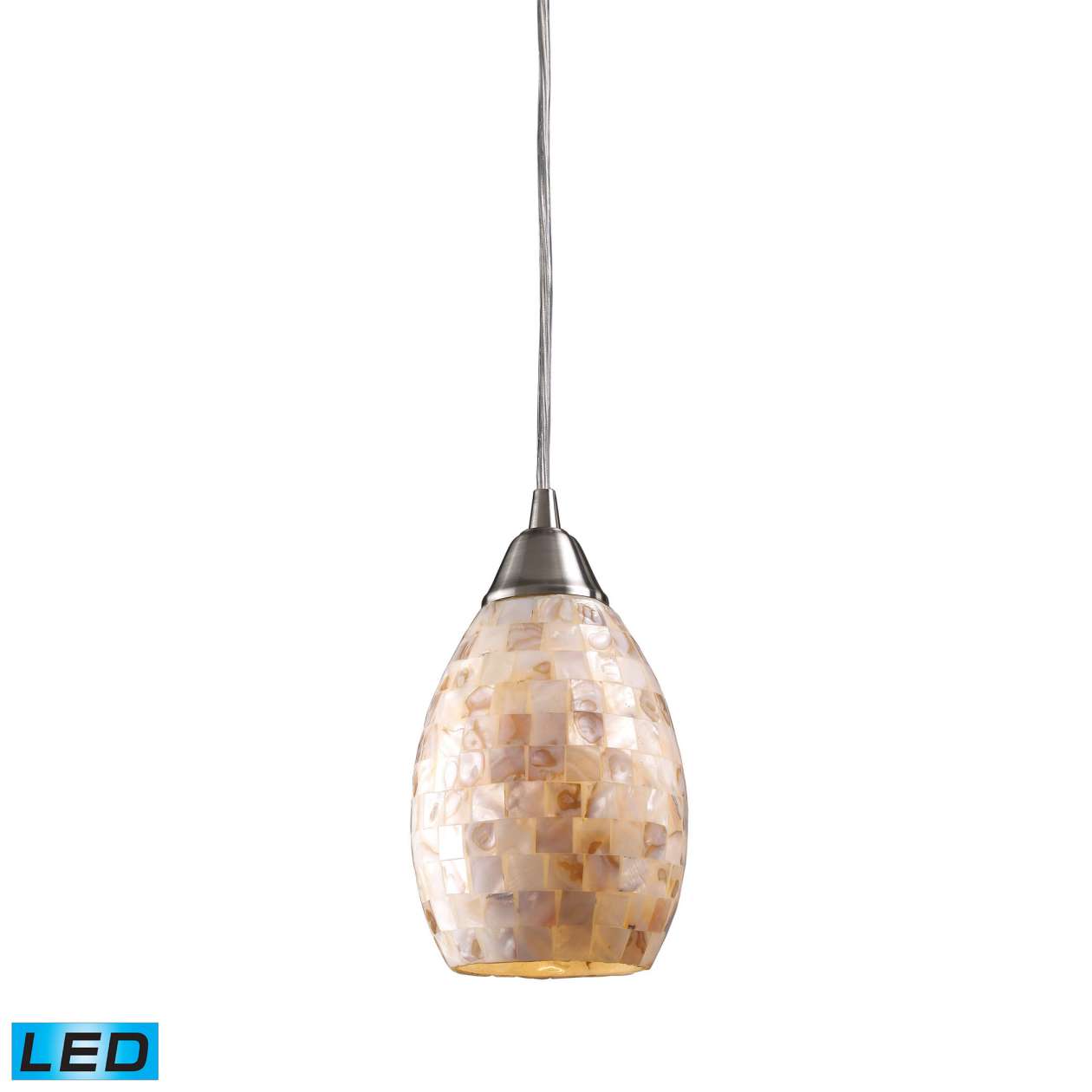 Capri 1-Light Mini Pendant in Satin Nickel with Capiz Shell Glass - Includes LED Bulb | Pendant Lamps | Modishstore