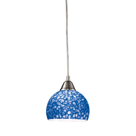 Cira 1-Light Mini Pendant in Satin Nickel with Pebbled Blue Glass ELK Lighting | Pendant Lamps | Modishstore
