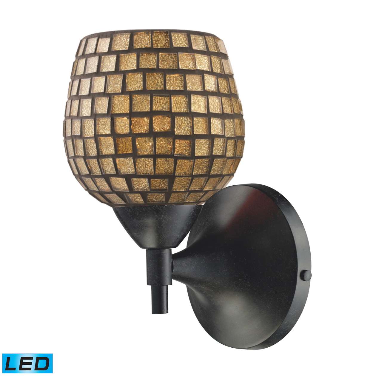 Celina 1-Light Wall Lamp in Dark Rust with Gold Mosaic Glass - Includes LED Bulb | Sconces | Modishstore