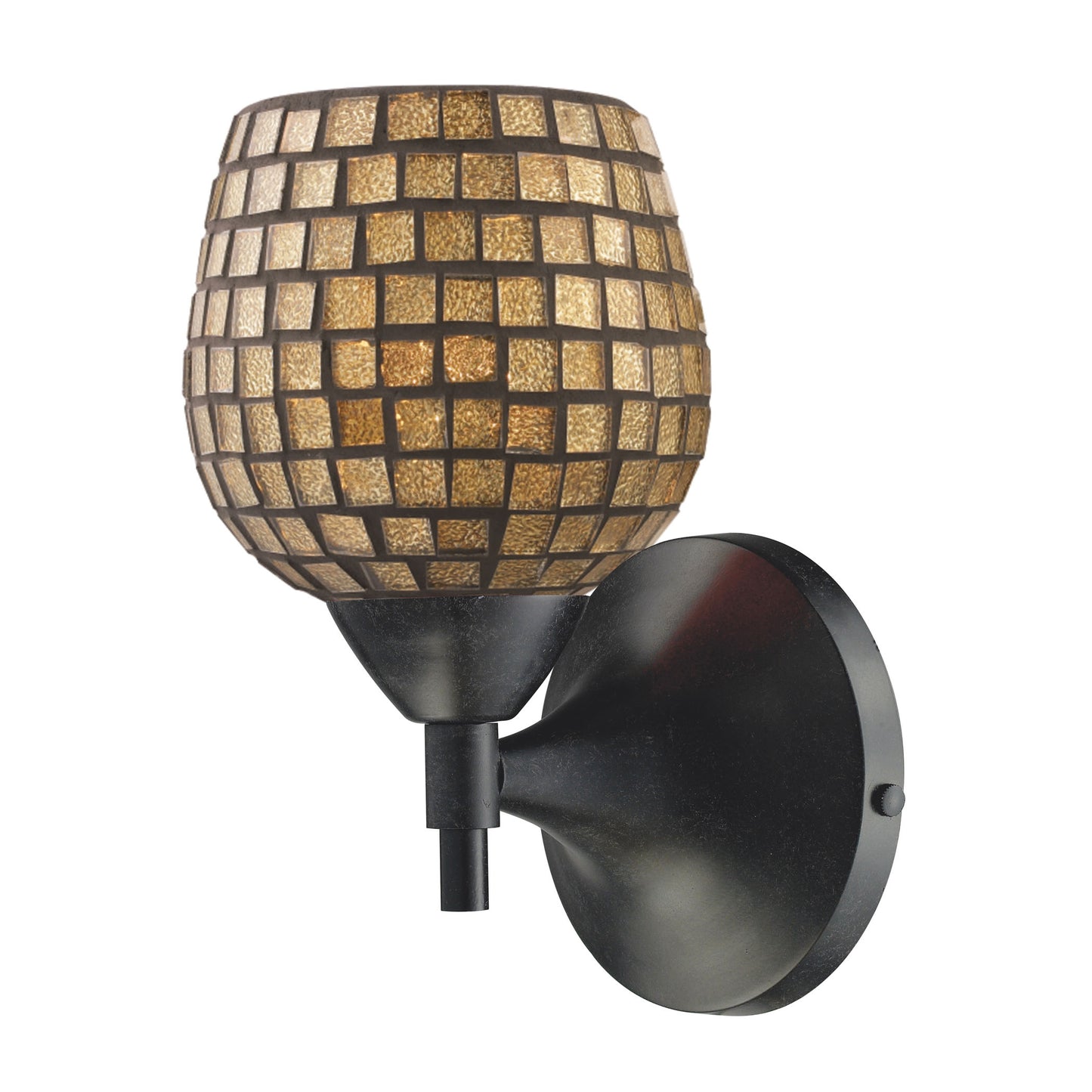 Celina 1-Light Wall Lamp in Dark Rust with Gold Mosaic Glass ELK Lighting | Wall Lamps | Modishstore