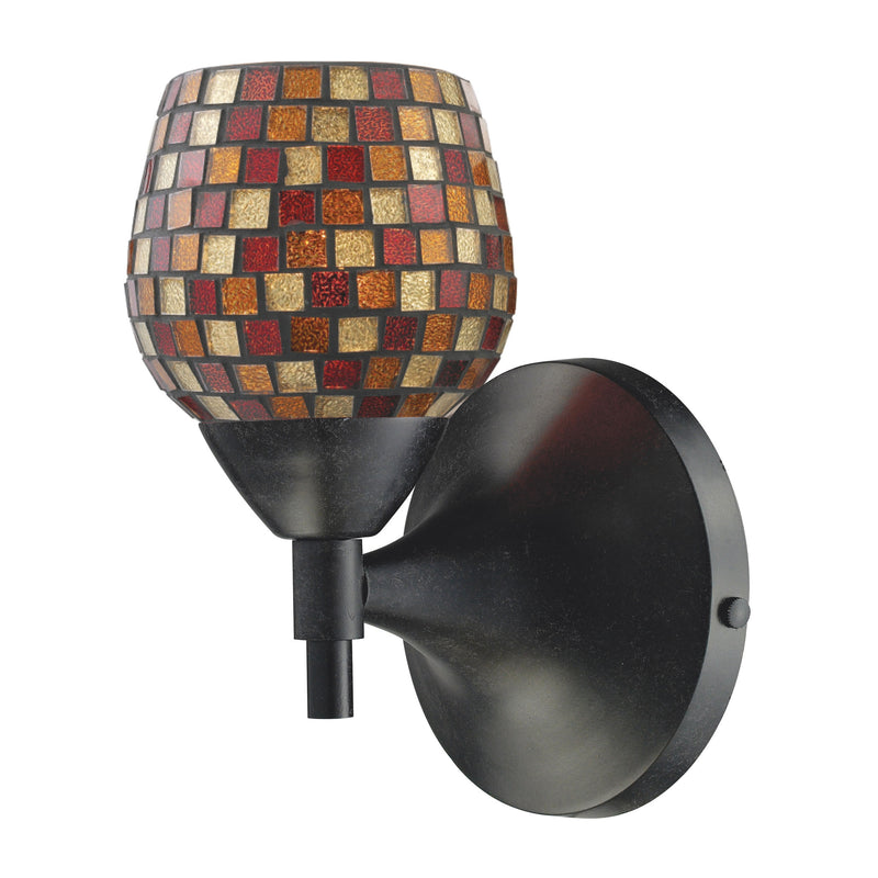 Celina 1-Light Wall Lamp in Dark Rust with Multi-colored Mosaic Glass ELK Lighting | Wall Lamps | Modishstore