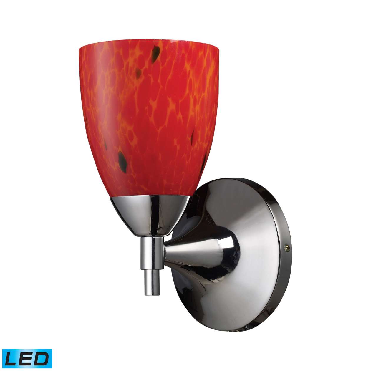 Celina 1-Light Wall Lamp in Polished Chrome with Fire Red Glass - Includes LED Bulb | Sconces | Modishstore