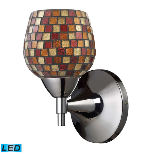 Celina 1-Light Wall Lamp in Polished Chrome with Multi-colored Mosaic Glass - Includes LED Bulb | Sconces | Modishstore