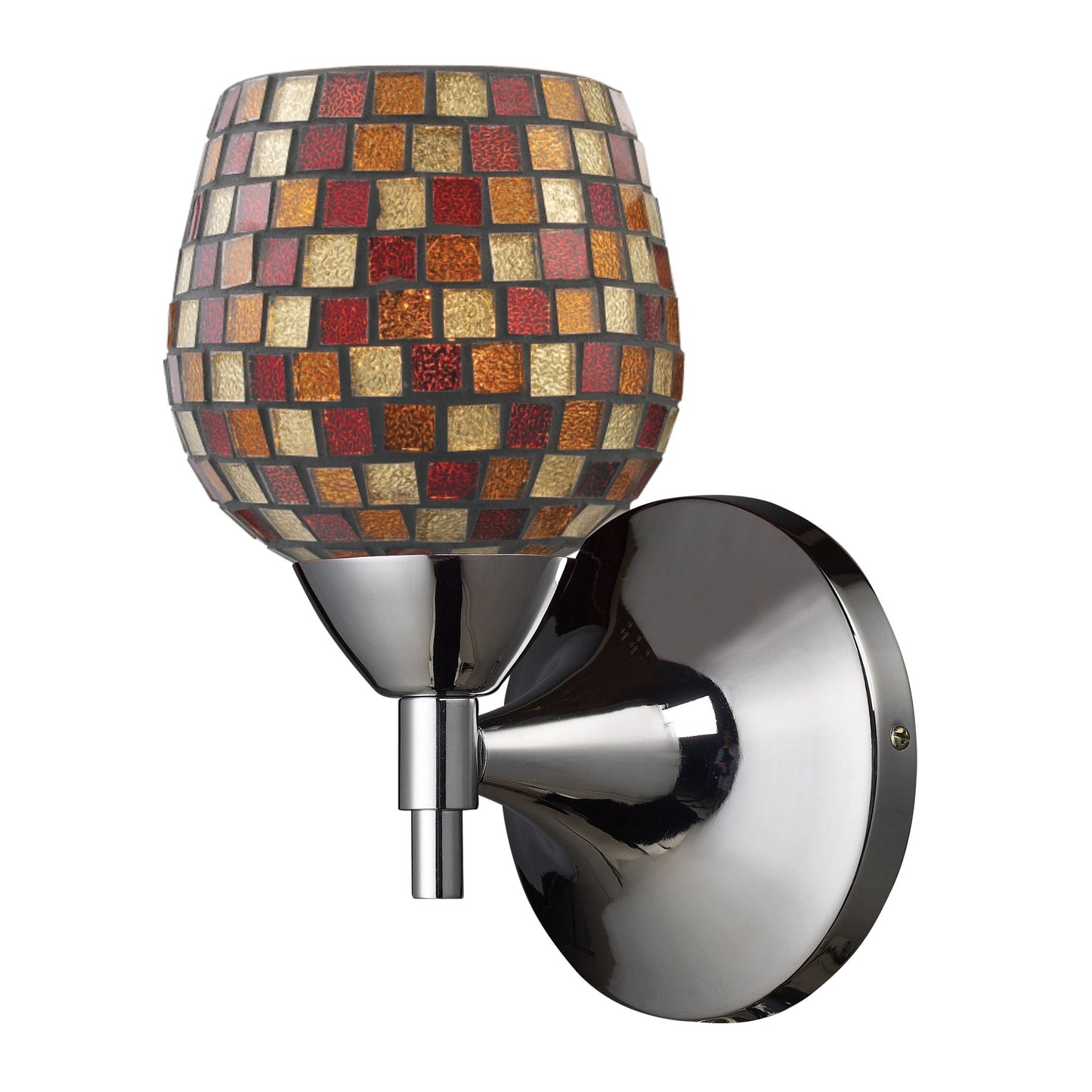 Celina 1-Light Wall Lamp in Polished Chrome with Multi-colored Mosaic Glass ELK Lighting | Wall Lamps | Modishstore