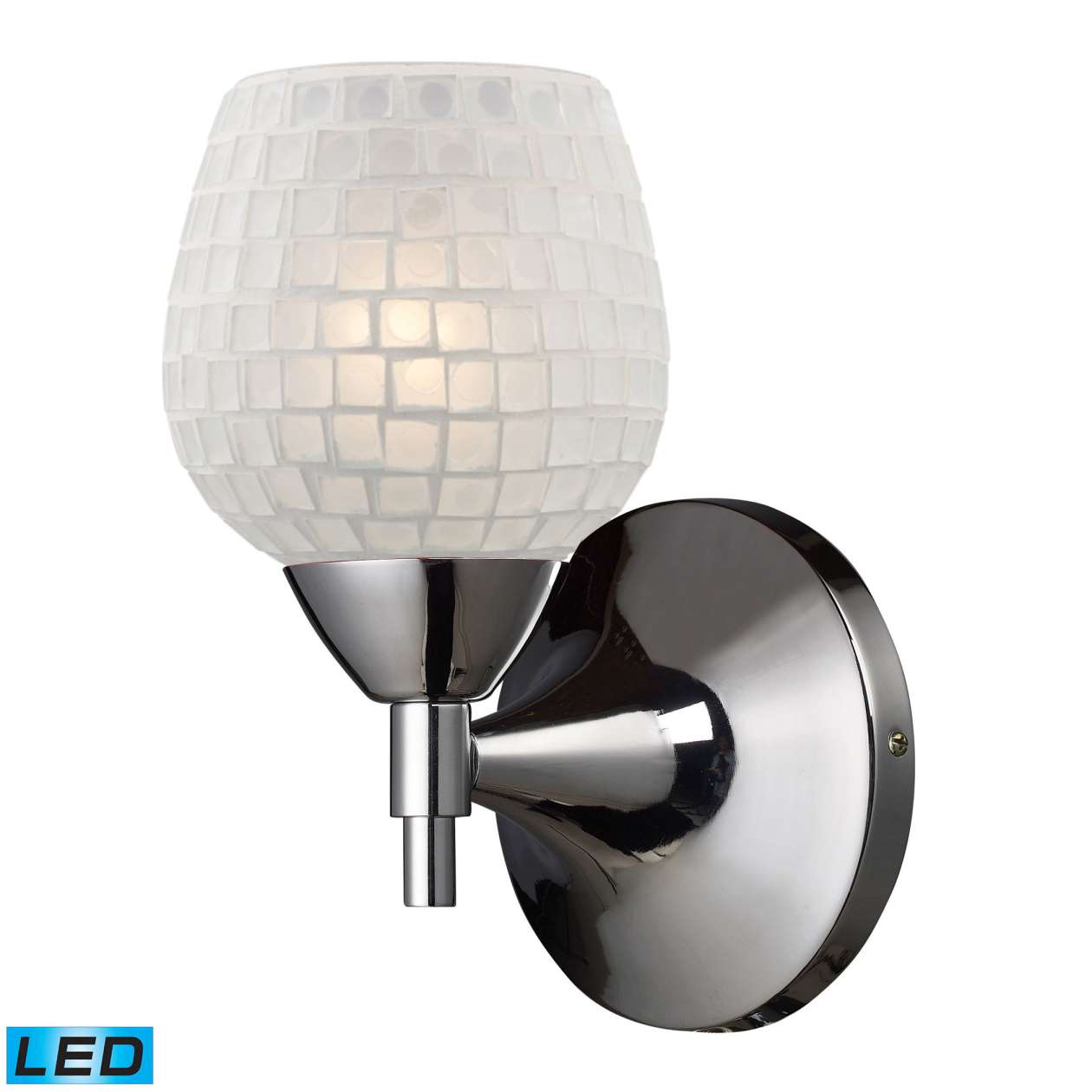 Celina 1-Light Wall Lamp in Polished Chrome with White Glass - Includes LED Bulb | Sconces | Modishstore