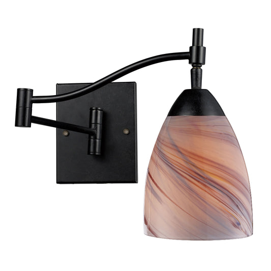 Celina 1-Light Swingarm Wall Lamp in Dark Rust with Creme Glass ELK Lighting | Wall Lamps | Modishstore