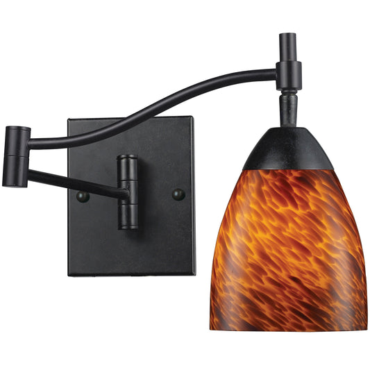 Celina 1-Light Swingarm Wall Lamp in Dark Rust with Espresso Glass ELK Lighting | Wall Lamps | Modishstore