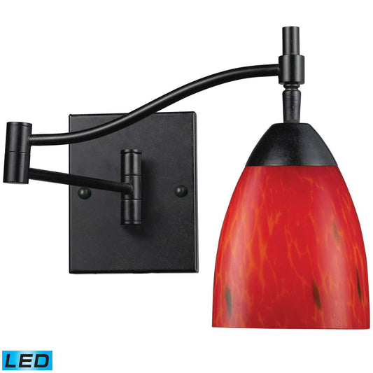 Celina 1-Light Swingarm Wall Lamp in Dark Rust with Fire Red Glass - Includes LED Bulb | Sconces | Modishstore