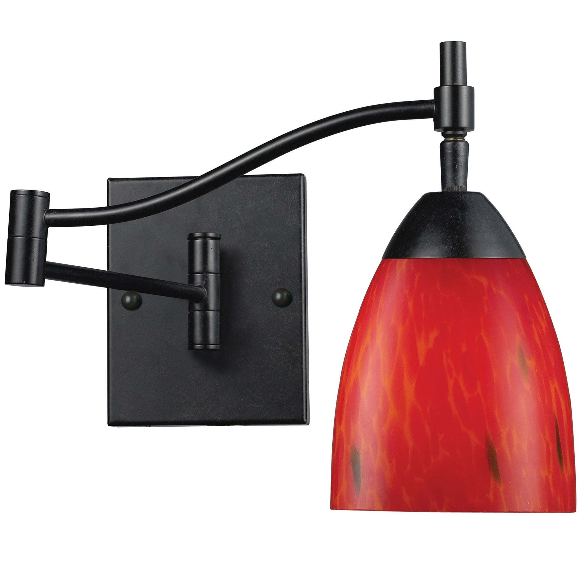 Celina 1-Light Swingarm Wall Lamp in Dark Rust with Fire Red Glass ELK Lighting | Wall Lamps | Modishstore