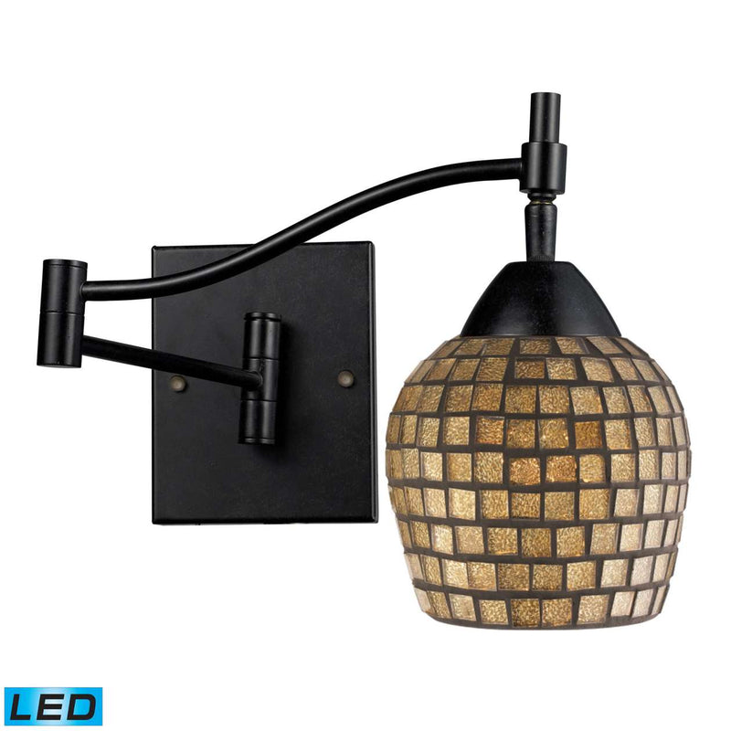 Celina 1-Light Swingarm Wall Lamp in Dark Rust with Gold Mosaic Glass - Includes LED Bulb | Sconces | Modishstore