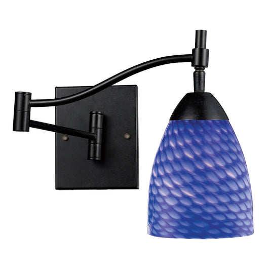 Celina 1-Light Swingarm Wall Lamp in Dark Rust with Sapphire Glass ELK Lighting | Wall Lamps | Modishstore