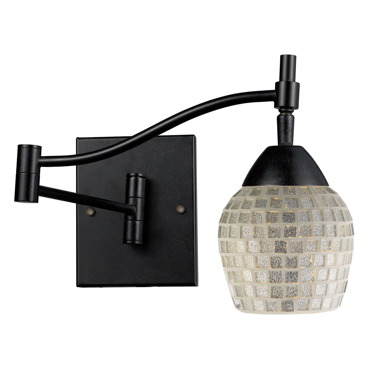 Celina 1-Light Swingarm Wall Lamp in Dark Rust with Silver Glass ELK Lighting | Wall Lamps | Modishstore