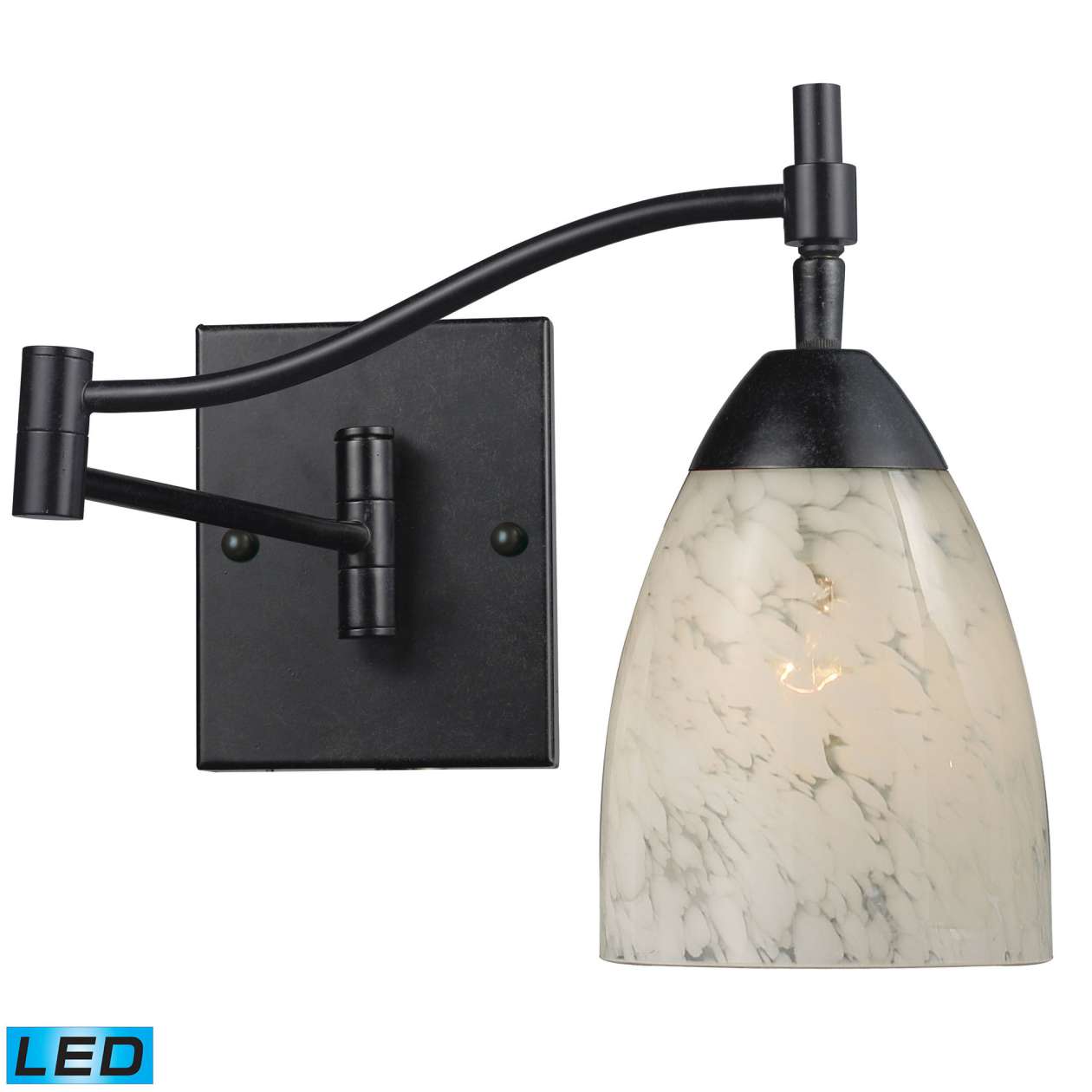 Celina 1-Light Swingarm Wall Lamp in Dark Rust with Snow White Glass - Includes LED Bulb | Sconces | Modishstore