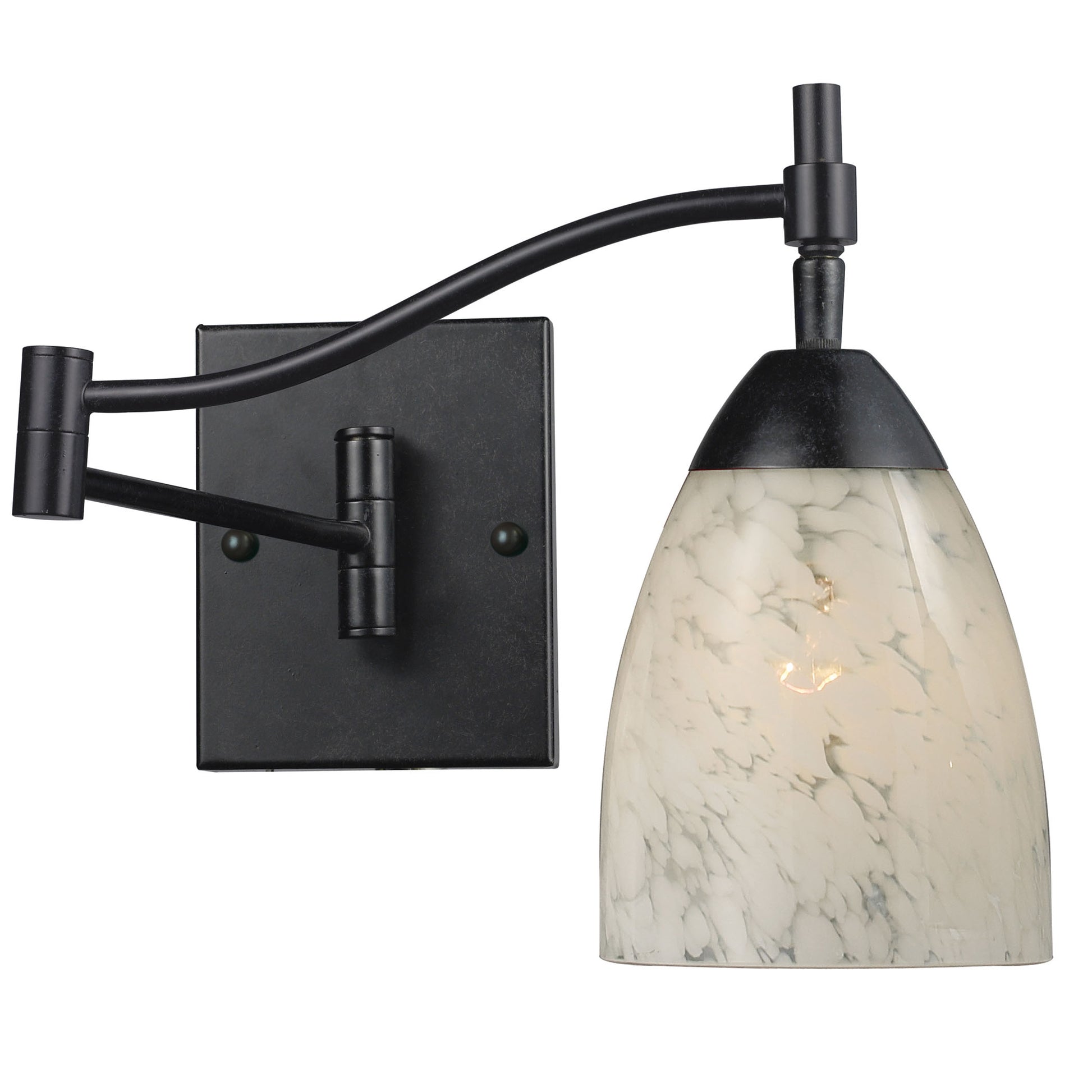 Celina 1-Light Swingarm Wall Lamp in Dark Rust with Snow White Glass ELK Lighting | Wall Lamps | Modishstore
