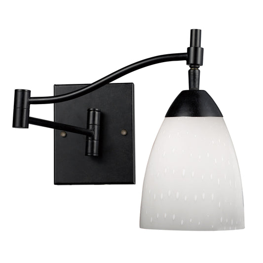 Celina 1-Light Swingarm Wall Lamp in Dark Rust with Simple White Glass ELK Lighting | Wall Lamps | Modishstore