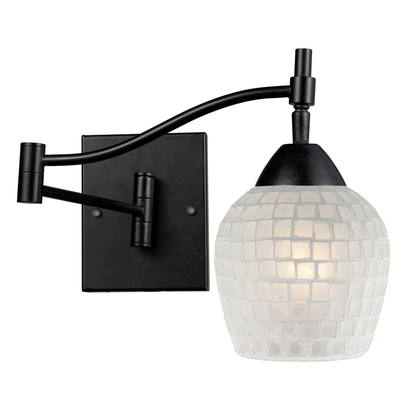 Celina 1-Light Swingarm Wall Lamp in Dark Rust with White Glass ELK Lighting | Wall Lamps | Modishstore