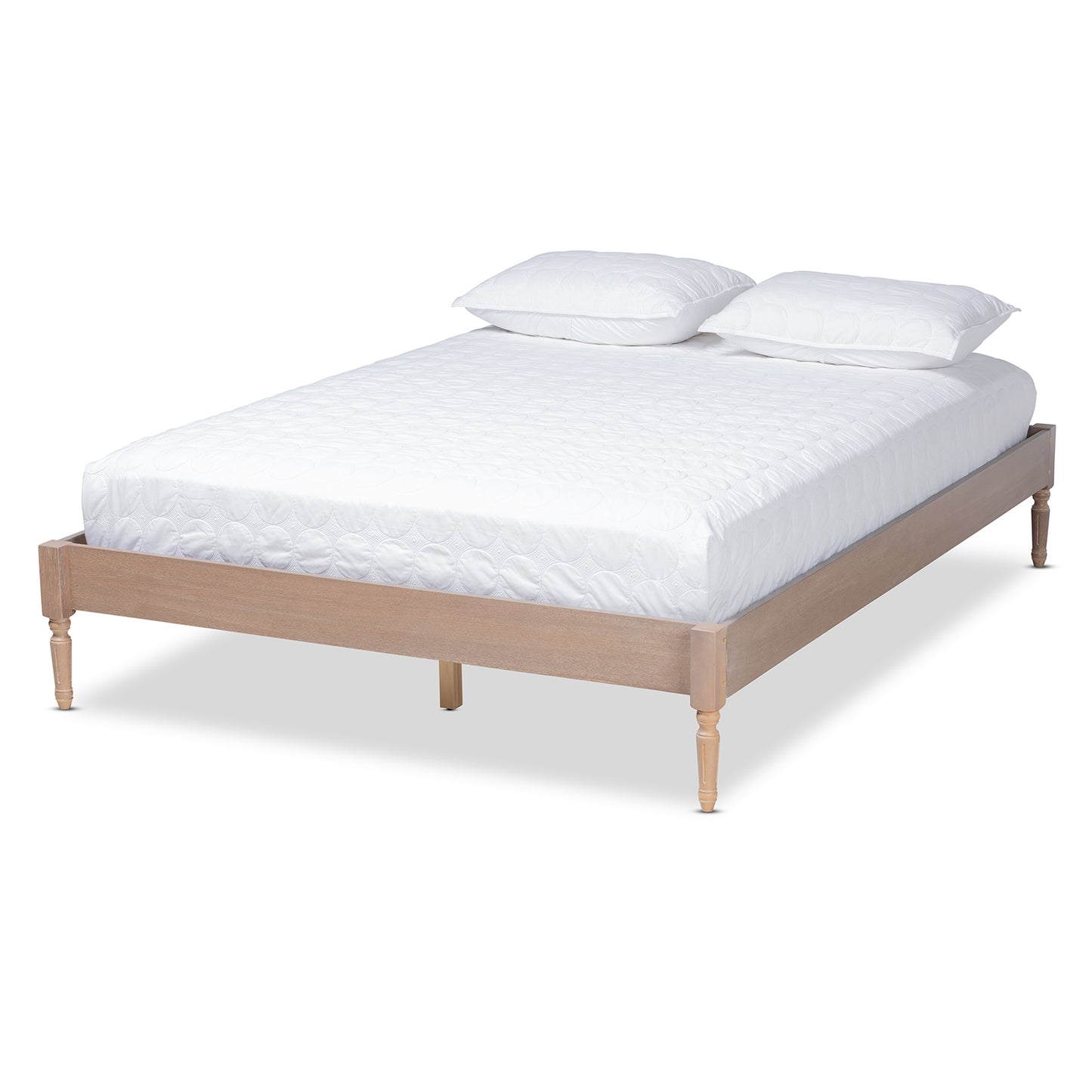 Baxton Studio Colette French Bohemian Antique Oak Finished Wood Queen Size Platform Bed Frame | Beds | Modishstore
