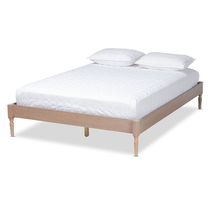 Baxton Studio Colette French Bohemian Antique Oak Finished Wood Queen Size Platform Bed Frame | Beds | Modishstore