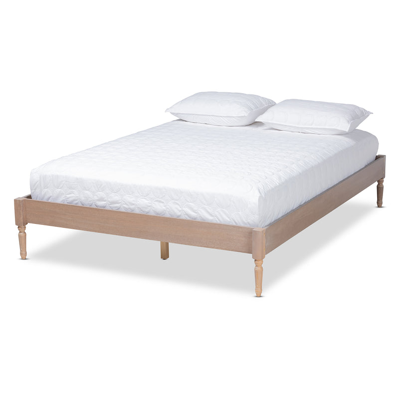 Baxton Studio Colette French Bohemian Antique Oak Finished Wood Queen Size Platform Bed Frame | Beds | Modishstore