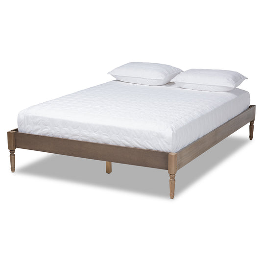 Baxton Studio Colette French Bohemian Weathered Grey Oak Finished Wood Queen Size Platform Bed Frame | Beds | Modishstore