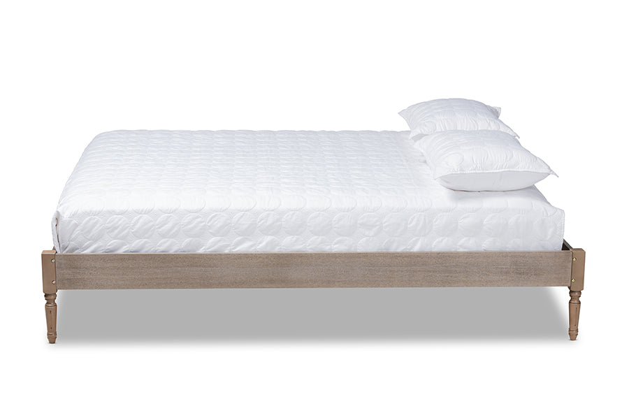 Baxton Studio Colette French Bohemian Weathered Grey Oak Finished Wood Full Size Platform Bed Frame | Beds | Modishstore - 4