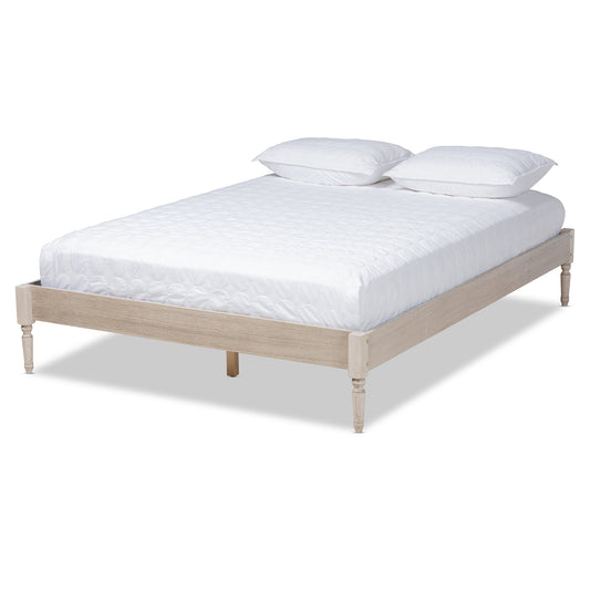 Baxton Studio Colette French Bohemian Antique White Oak Finished Wood Full Size Platform Bed Frame | Beds | Modishstore