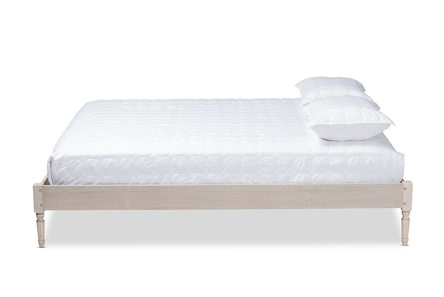 Baxton Studio Colette French Bohemian Antique White Oak Finished Wood Full Size Platform Bed Frame | Beds | Modishstore - 4