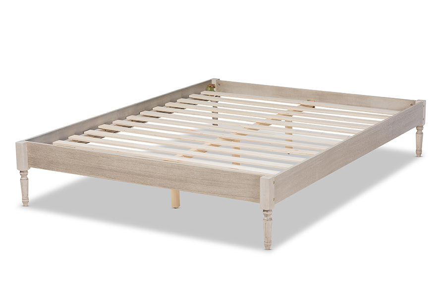 Baxton Studio Colette French Bohemian Antique White Oak Finished Wood Full Size Platform Bed Frame | Beds | Modishstore - 6