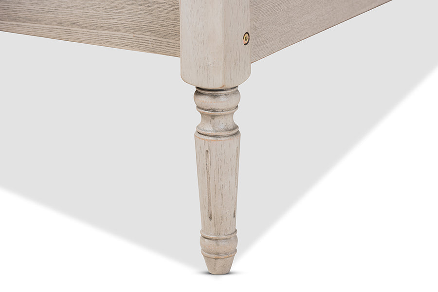 Baxton Studio Colette French Bohemian Antique White Oak Finished Wood Full Size Platform Bed Frame | Beds | Modishstore - 5
