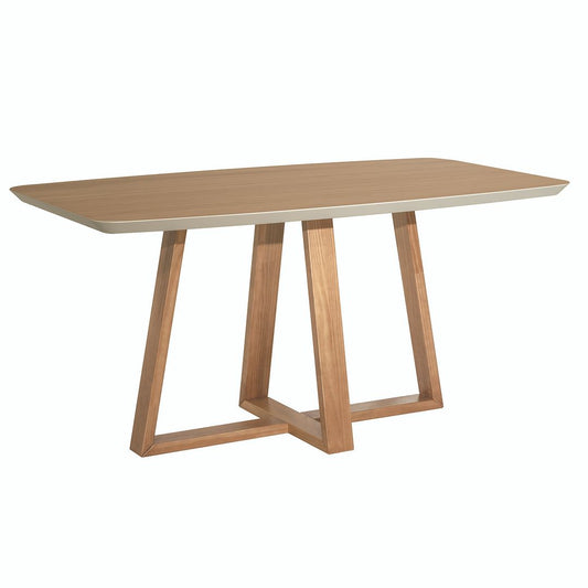 Manhattan Comfort Duffy 62.99 Modern Rectangle Dining Table with Space for 6 in Cinnamon and Off White | Dining Tables | Modishstore