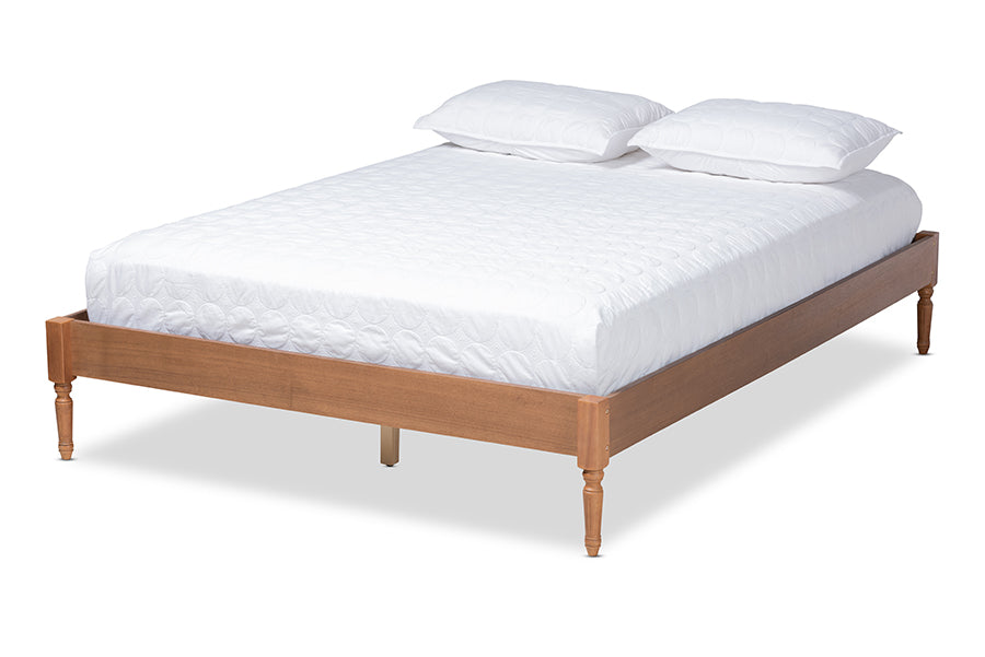 baxton studio colette french bohemian ash walnut finished wood queen size platform bed frame | Modish Furniture Store-2