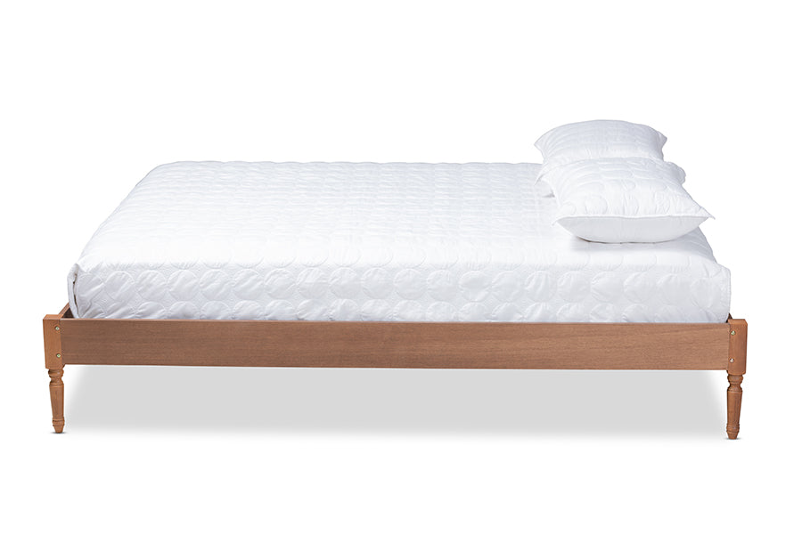 baxton studio colette french bohemian ash walnut finished wood queen size platform bed frame | Modish Furniture Store-3
