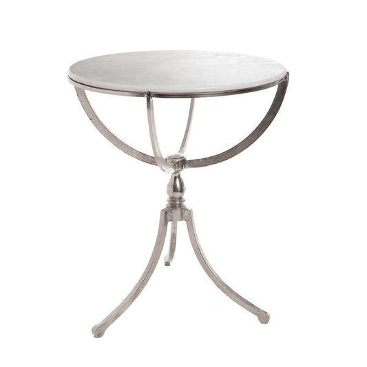 Art Deco Nickel Round Table With Marble Top by GO Home