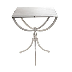GO Home Art Deco Nickel Square Table With Marble Top