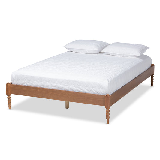 Baxton Studio Cielle French Bohemian Ash Walnut Finished Wood Queen Size Platform Bed Frame | Beds | Modishstore