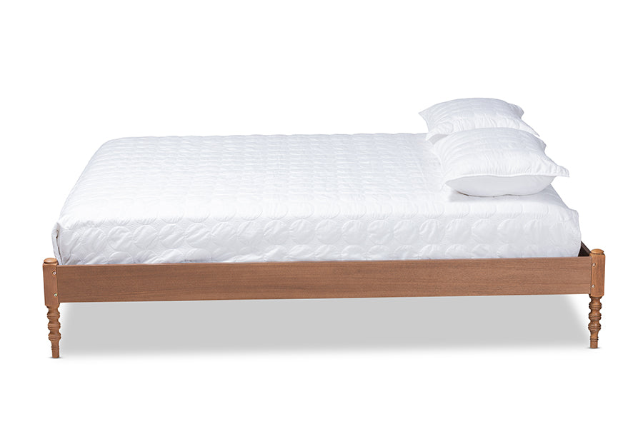 Baxton Studio Cielle French Bohemian Ash Walnut Finished Wood Queen Size Platform Bed Frame | Beds | Modishstore - 4