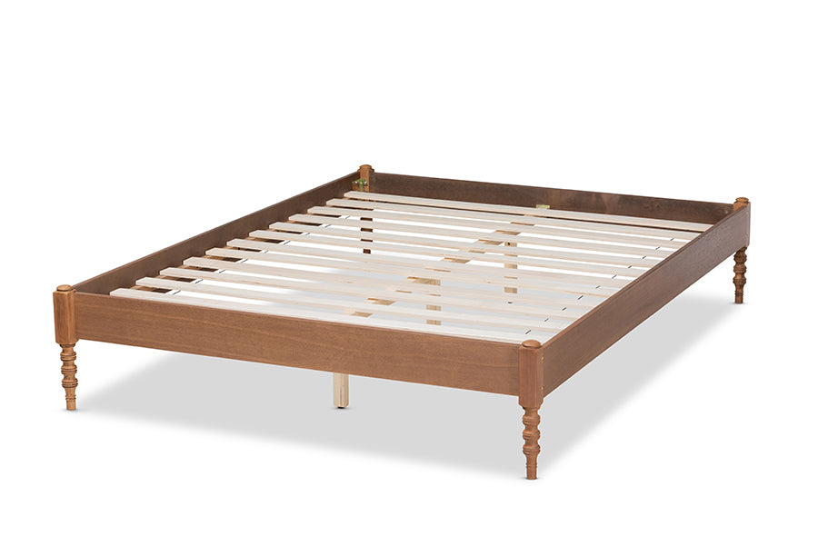 Baxton Studio Cielle French Bohemian Ash Walnut Finished Wood Queen Size Platform Bed Frame | Beds | Modishstore - 7