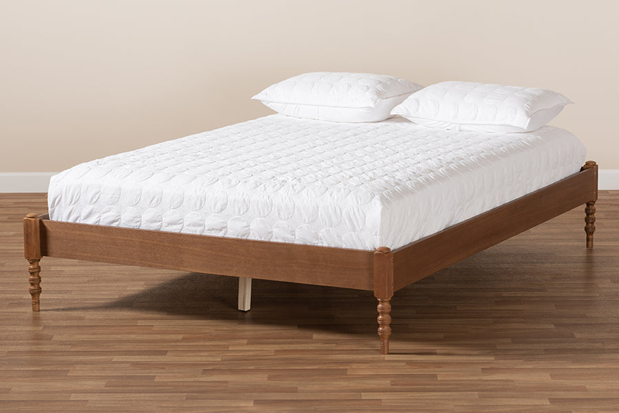 Baxton Studio Cielle French Bohemian Ash Walnut Finished Wood Full Size Platform Bed Frame | Beds | Modishstore - 3