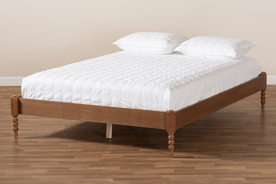 Baxton Studio Cielle French Bohemian Ash Walnut Finished Wood Queen Size Platform Bed Frame | Beds | Modishstore - 3