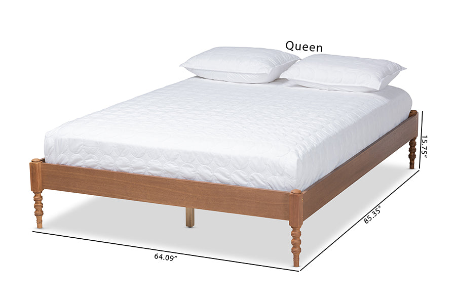 Baxton Studio Cielle French Bohemian Ash Walnut Finished Wood Queen Size Platform Bed Frame | Beds | Modishstore - 6
