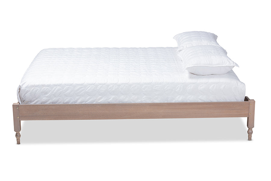 Baxton Studio Laure French Bohemian Antique Oak Finished Wood Full Size Platform Bed Frame | Beds | Modishstore - 4