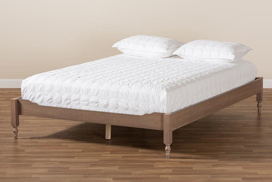 Baxton Studio Laure French Bohemian Antique Oak Finished Wood Full Size Platform Bed Frame | Beds | Modishstore - 3