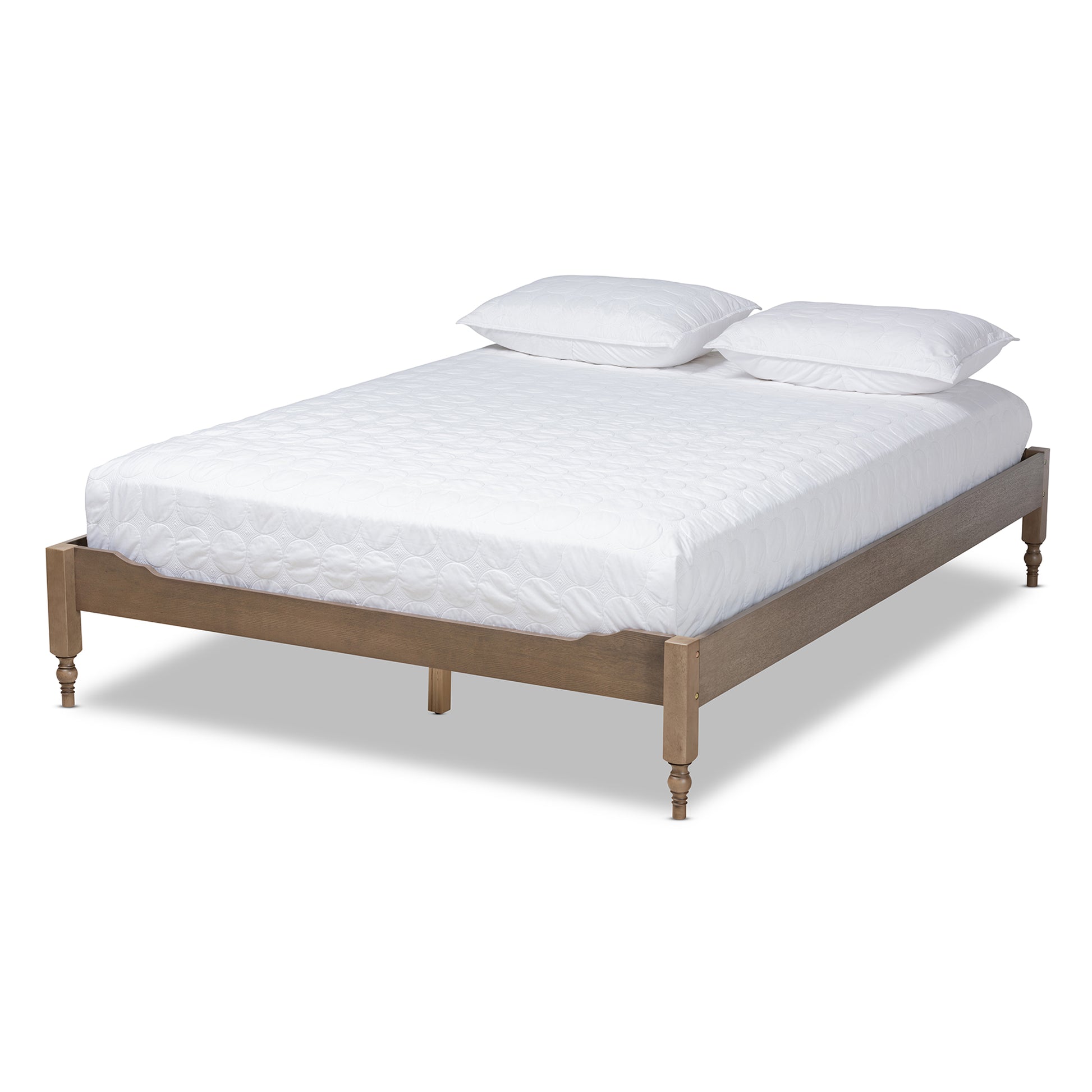 Baxton Studio Laure French Bohemian Weathered Grey Oak Finished Wood Full Size Platform Bed Frame | Beds | Modishstore