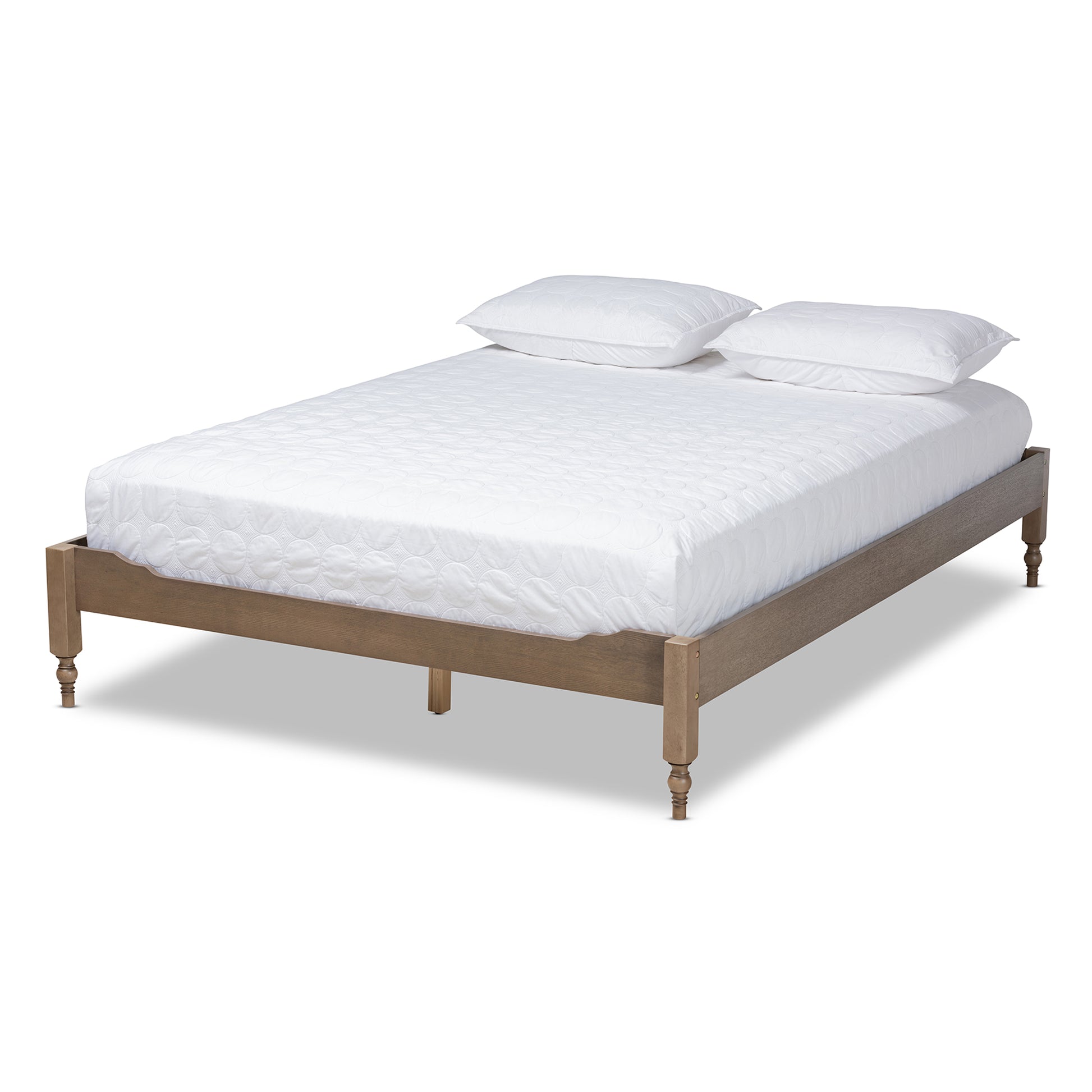 Baxton Studio Laure French Bohemian Weathered Grey Oak Finished Wood Queen Size Platform Bed Frame | Beds | Modishstore